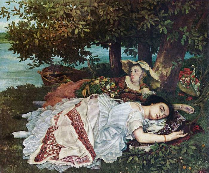Gustave Courbet Madchen an der Seine Spain oil painting art